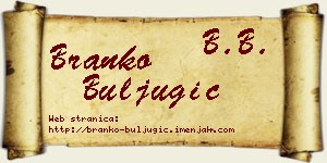 Branko Buljugić vizit kartica